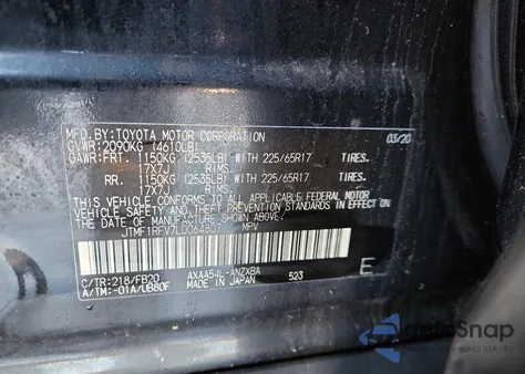 2020 Toyota Rav4 Le из США, поврежденный, VIN JTMF1RFV7LD064807